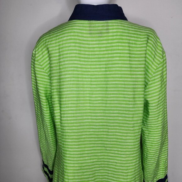 Sail to Sable Long Sleeve Linen Tunic Dress Coverup Green Blue Size 4 - Picture 7 of 14